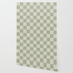 Checkerboard Check Checkered Pattern in Sage Green and Beige Wallpaper Gallery Image 2