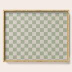 Checkerboard Check Checkered Pattern in Sage Green and Beige Serving Tray Gallery Image 1