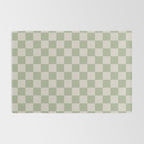 Checkerboard Check Checkered Pattern in Sage Green and Beige Rug Gallery Image 2