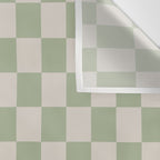 Checkerboard Check Checkered Pattern in Sage Green and Beige Wall Tapestry Gallery Image 3