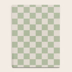 Checkerboard Check Checkered Pattern in Sage Green and Beige Notebook Gallery Image 4