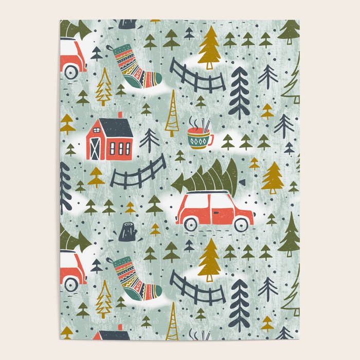 Home For The Holidays Blush Mint Christmas Poster Gallery Image 1