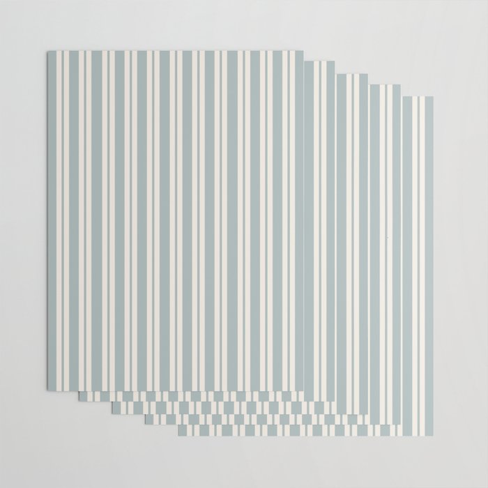 Classic Double Stripe Pattern in Light Blue-Gray and Cream  Wrapping Paper Gallery Image 3