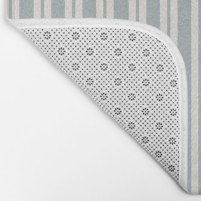 Classic Double Stripe Pattern in Light Blue-Gray and Cream  Bath Mat Gallery Image 2