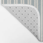 Classic Double Stripe Pattern in Light Blue-Gray and Cream  Bath Mat Gallery Image 2