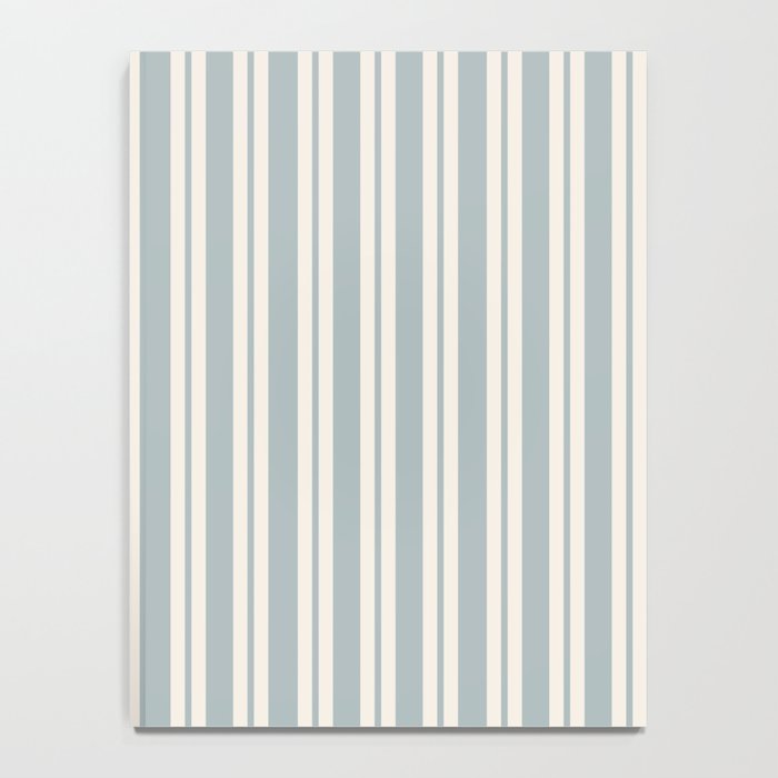 Classic Double Stripe Pattern in Light Blue-Gray and Cream  Notebook Gallery Image 4