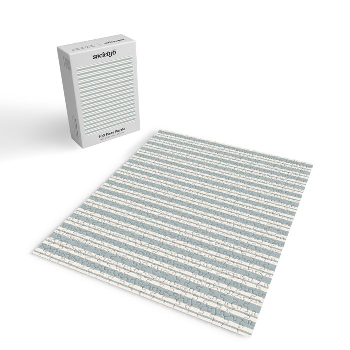 Classic Double Stripe Pattern in Light Blue-Gray and Cream  Jigsaw Puzzle Gallery Image 2