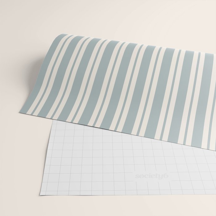 Classic Double Stripe Pattern in Light Blue-Gray and Cream  Wrapping Paper Gallery Image 2