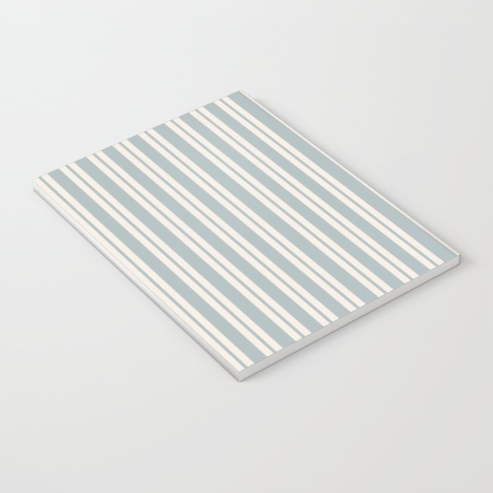 Classic Double Stripe Pattern in Light Blue-Gray and Cream  Notebook Gallery Image 3