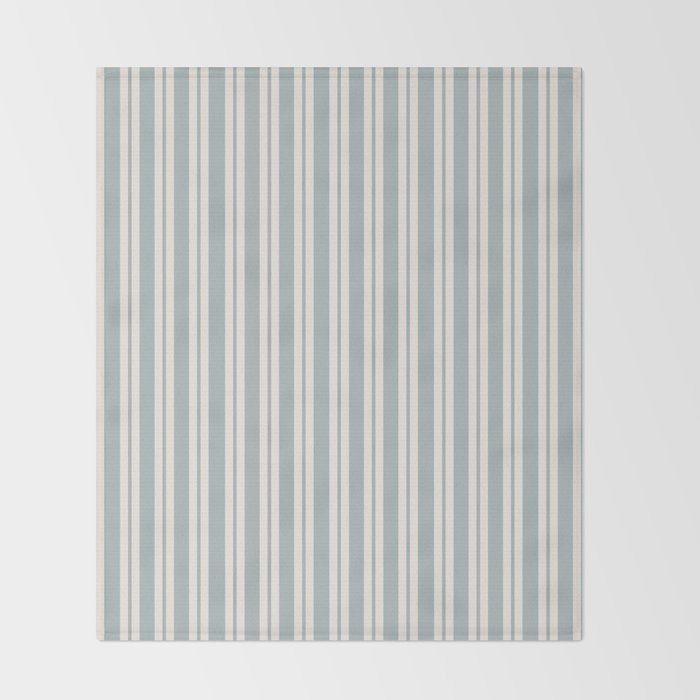 Classic Double Stripe Pattern in Light Blue-Gray and Cream  Throw Blanket Gallery Image 2