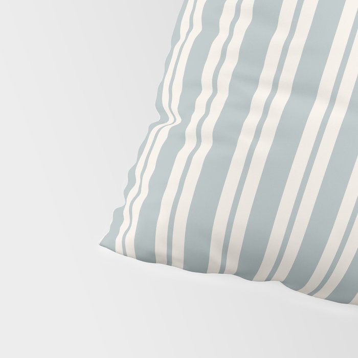 Classic Double Stripe Pattern in Light Blue-Gray and Cream  Pillow Sham Gallery Image 4
