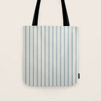 Classic Double Stripe Pattern in Light Blue-Gray and Cream  Tote Bag Gallery Image 1