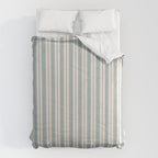 Classic Double Stripe Pattern in Light Blue-Gray and Cream  Comforter Gallery Image 6