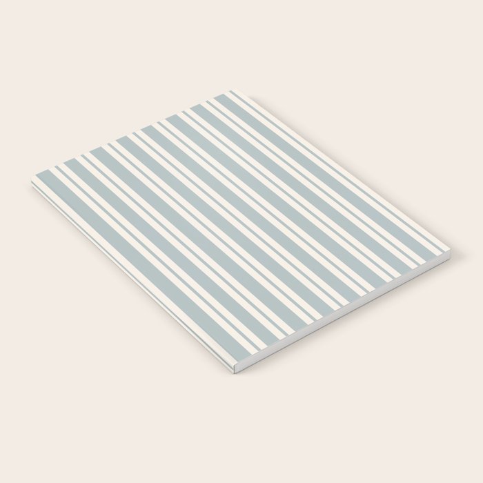 Classic Double Stripe Pattern in Light Blue-Gray and Cream  Notebook Gallery Image 2