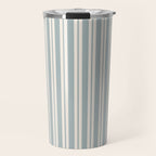 Classic Double Stripe Pattern in Light Blue-Gray and Cream  Travel Mug Gallery Image 1
