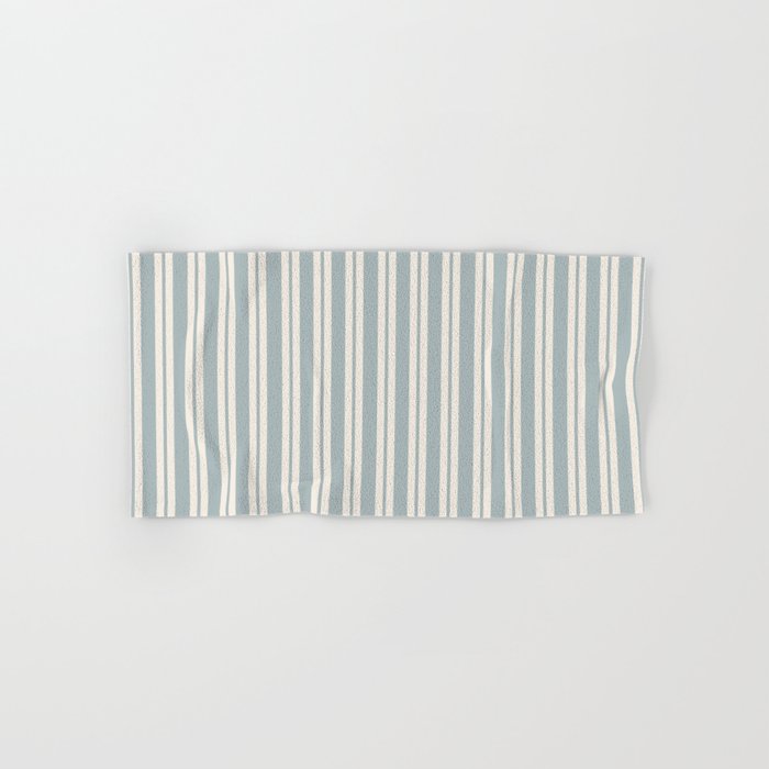 Classic Double Stripe Pattern in Light Blue-Gray and Cream  Bath Towel Gallery Image 1
