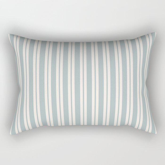 Classic Double Stripe Pattern in Light Blue-Gray and Cream  Rectangular Pillow Gallery Image 2