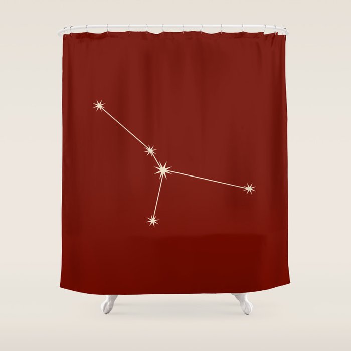 Cancer Zodiac Star Constellation Line Art Ruby Red Shower Curtain Gallery Image 1