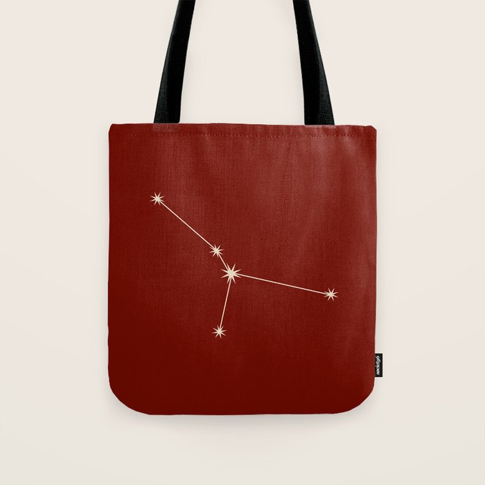 Cancer Zodiac Star Constellation Line Art Ruby Red Tote Bag Gallery Image 1