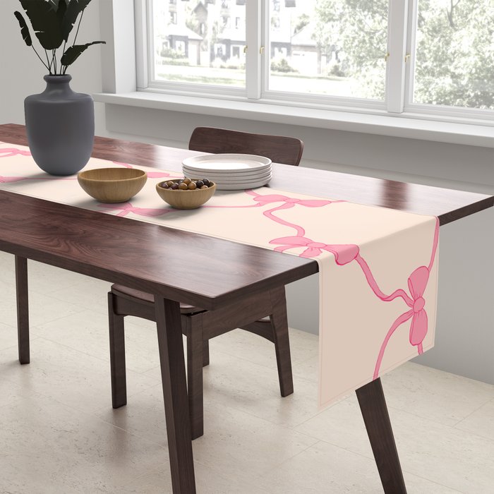 Coquette style ribbons and bows pattern in pink Table Runner Gallery Image 2