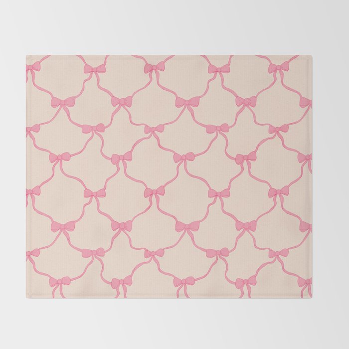 Coquette style ribbons and bows pattern in pink Throw Blanket Gallery Image 2