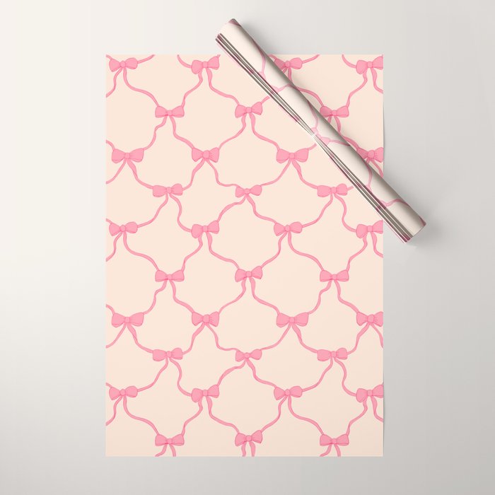 Coquette style ribbons and bows pattern in pink Wrapping Paper Gallery Image 1