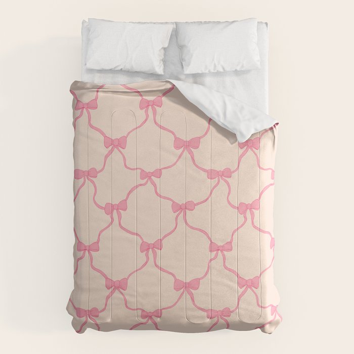 Coquette style ribbons and bows pattern in pink Comforter Gallery Image 1