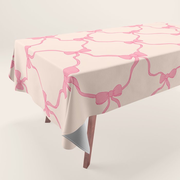 Coquette style ribbons and bows pattern in pink Tablecloth Gallery Image 1