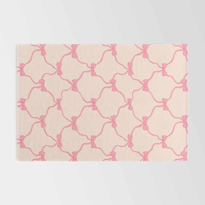 Coquette style ribbons and bows pattern in pink Rug Gallery Image 2