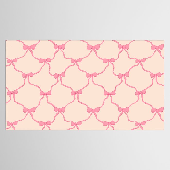 Coquette style ribbons and bows pattern in pink Tablecloth Gallery Image 2