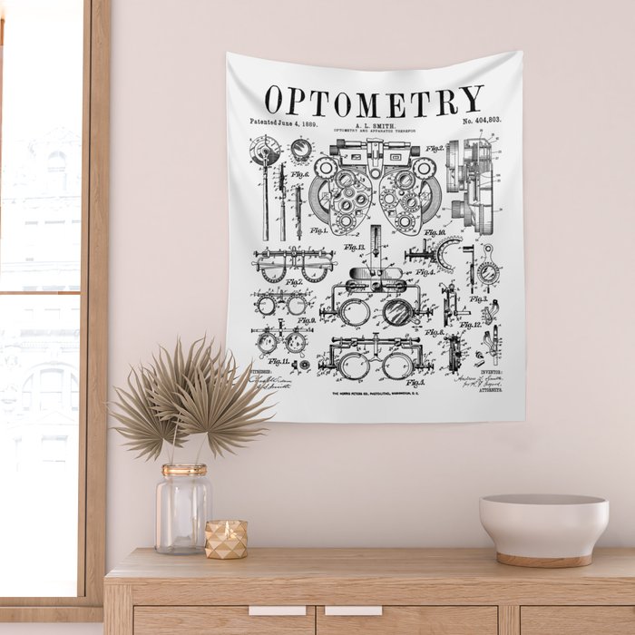 Optometrist Optometry Eye Doctor Tools Vintage Patent Print Wall Tapestry Gallery Image 2