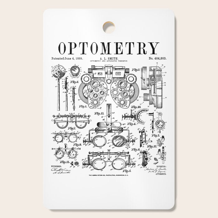 Optometrist Optometry Eye Doctor Tools Vintage Patent Print Cutting Board Gallery Image 1