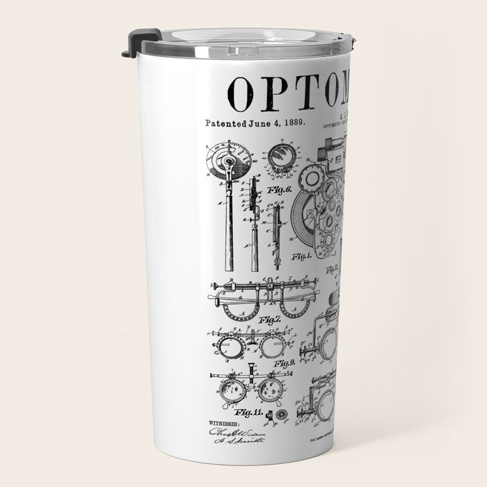 Optometrist Optometry Eye Doctor Tools Vintage Patent Print Travel Mug Gallery Image 3