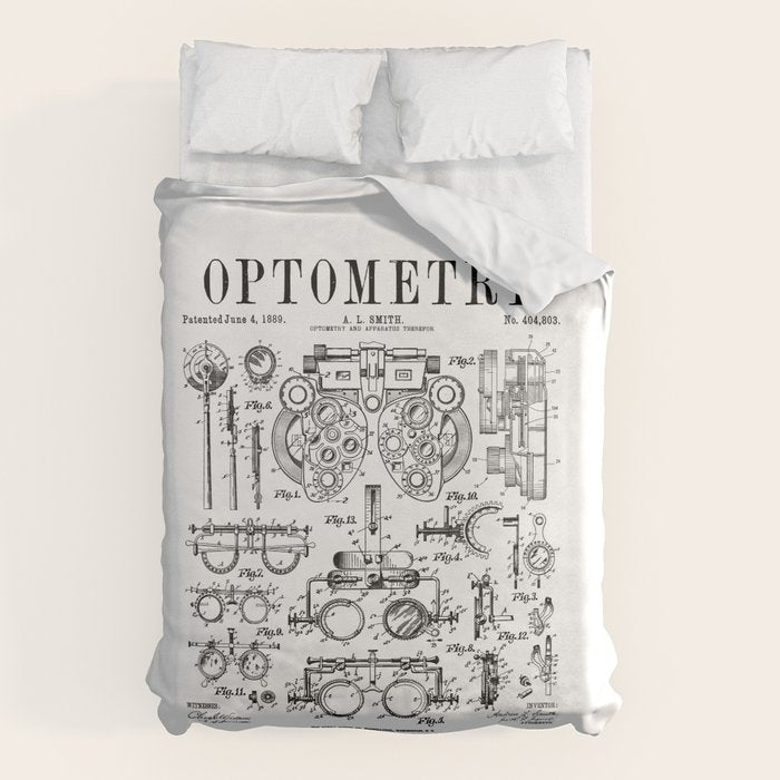 Optometrist Optometry Eye Doctor Tools Vintage Patent Print Duvet Cover Gallery Image 1