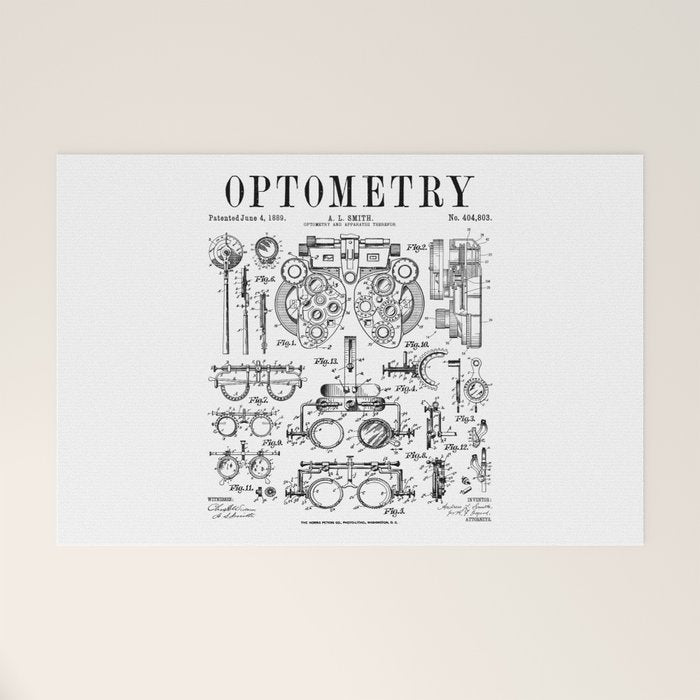 Optometrist Optometry Eye Doctor Tools Vintage Patent Print Welcome Mat Gallery Image 1