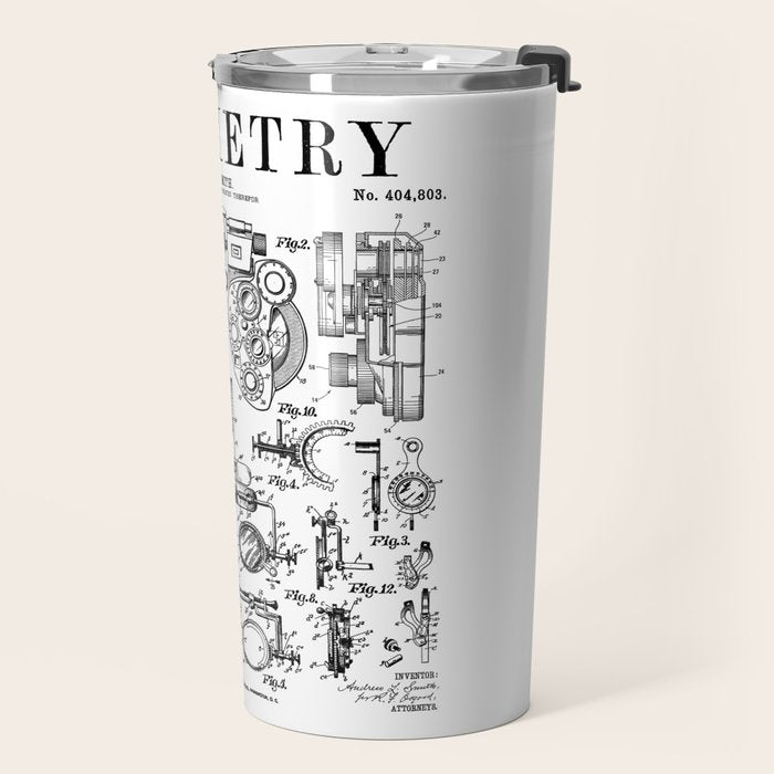 Optometrist Optometry Eye Doctor Tools Vintage Patent Print Travel Mug Gallery Image 2