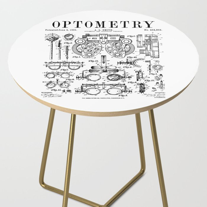 Optometrist Optometry Eye Doctor Tools Vintage Patent Print Side Table Gallery Image 2