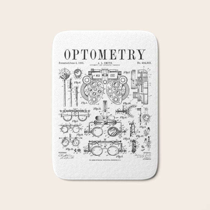 Optometrist Optometry Eye Doctor Tools Vintage Patent Print Bath Mat Gallery Image 1
