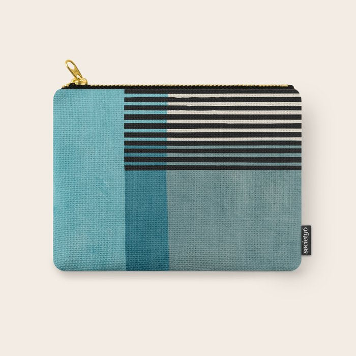 Blue Black Gray Abstract Bold Linen Wall Art 01 Carry All Pouch Gallery Image 1