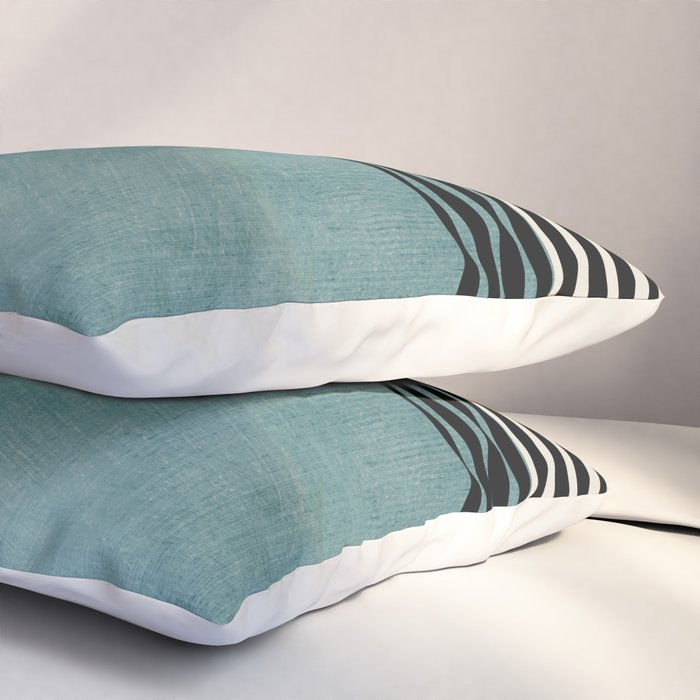 Blue Black Gray Abstract Bold Linen Wall Art 01 Pillow Sham Gallery Image 3