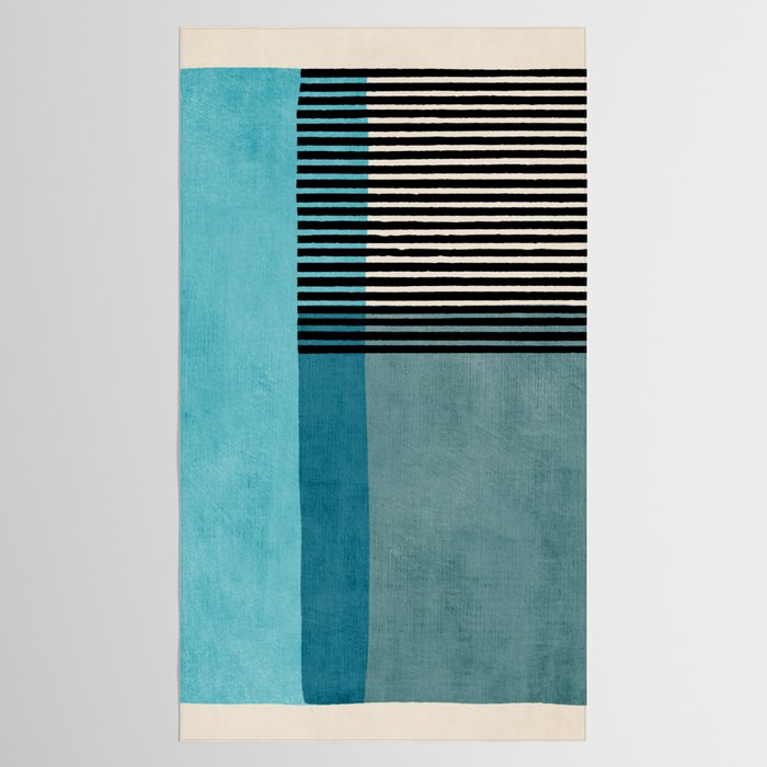 Blue Black Gray Abstract Bold Linen Wall Art 01 Tablecloth Gallery Image 2