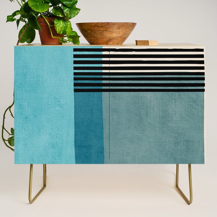 Blue Black Gray Abstract Bold Linen Wall Art 01 Credenza Gallery Image 1