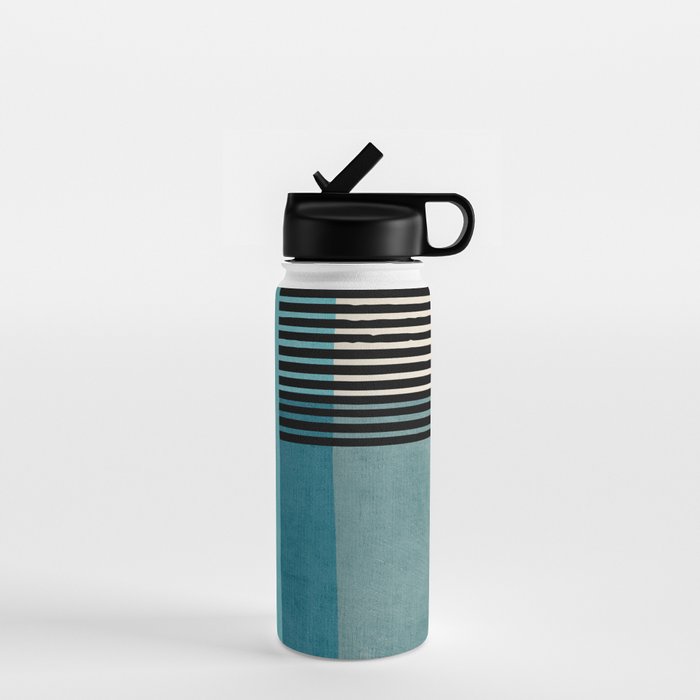 Blue Black Gray Abstract Bold Linen Wall Art 01 Water Bottle Gallery Image 1