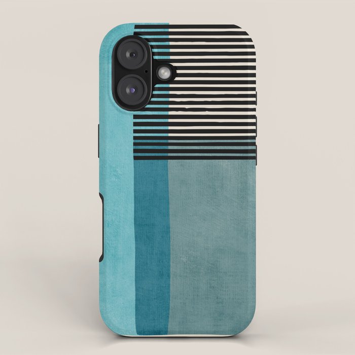 Blue Black Gray Abstract Bold Linen Wall Art 01 iPhone Case Gallery Image 1