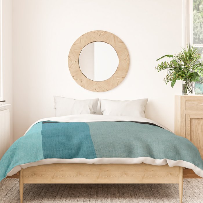 Blue Black Gray Abstract Bold Linen Wall Art 01 Duvet Cover Gallery Image 3