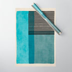Blue Black Gray Abstract Bold Linen Wall Art 01 Wrapping Paper Gallery Image 1