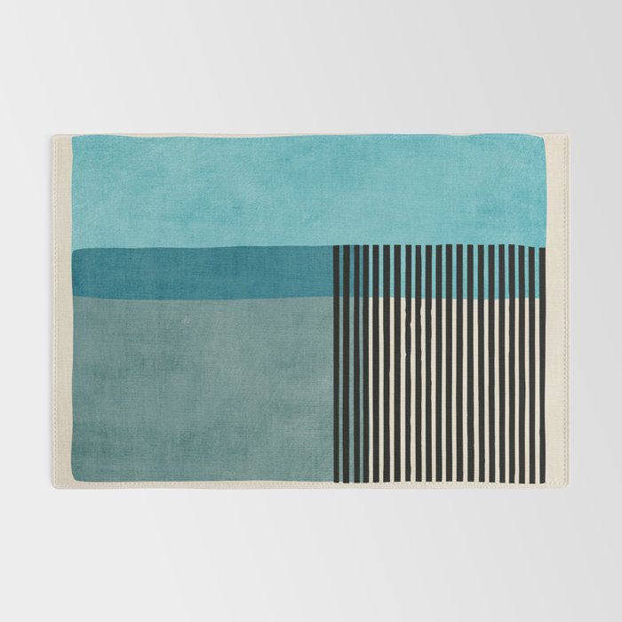 Blue Black Gray Abstract Bold Linen Wall Art 01 Rug Gallery Image 2