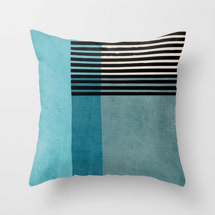 Blue Black Gray Abstract Bold Linen Wall Art 01 Throw Pillow Gallery Image 6