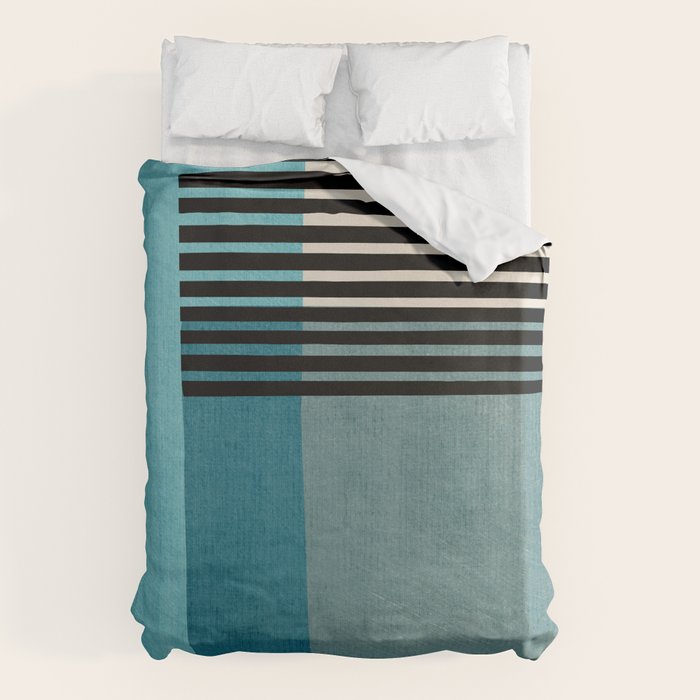 Blue Black Gray Abstract Bold Linen Wall Art 01 Duvet Cover Gallery Image 1