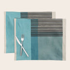 Blue Black Gray Abstract Bold Linen Wall Art 01 Placemat Gallery Image 1
